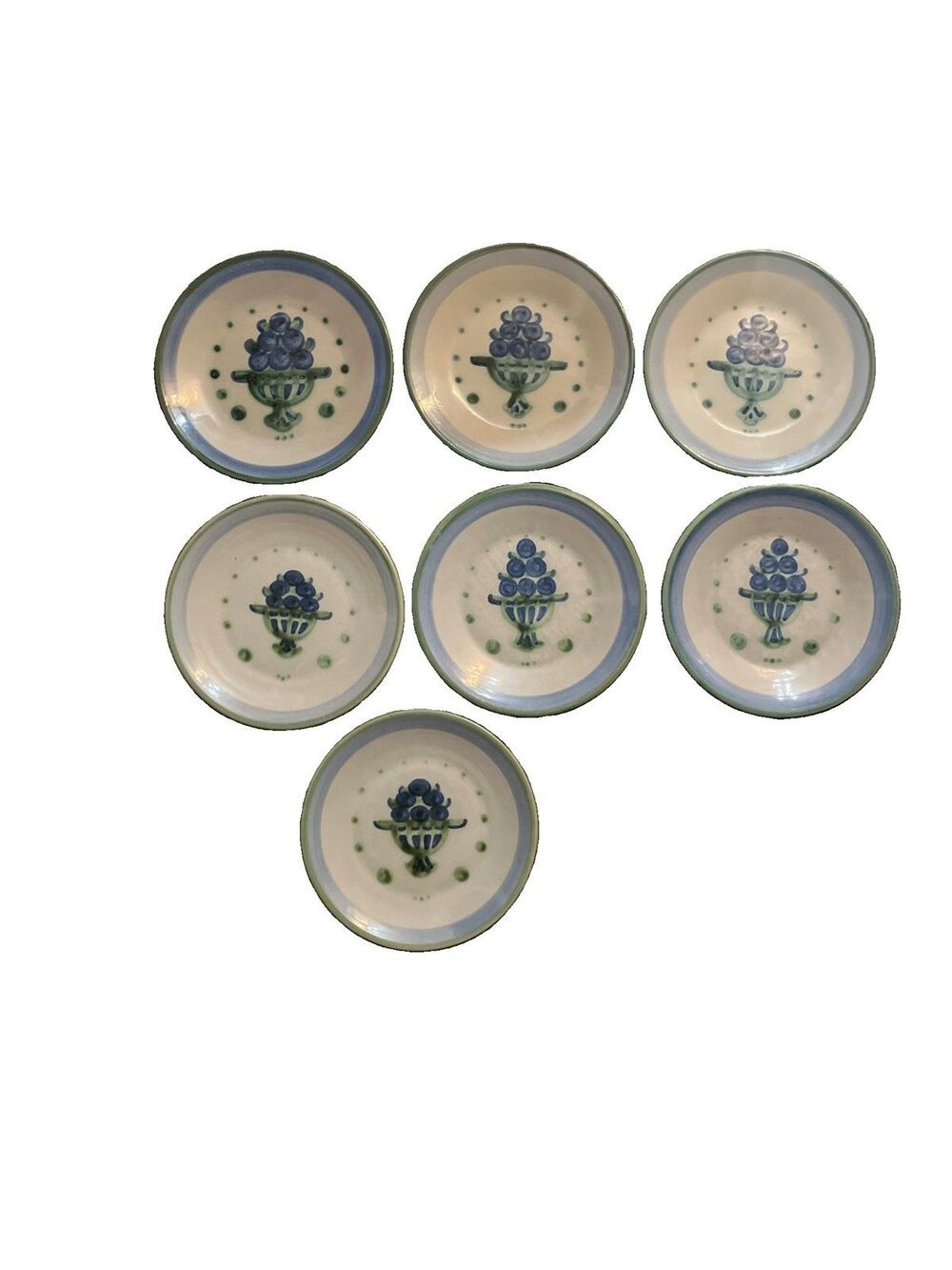 M.A. Hadley Bouquet Berry Basket Lunch /Salad Plates Set of 7 Signed 9”